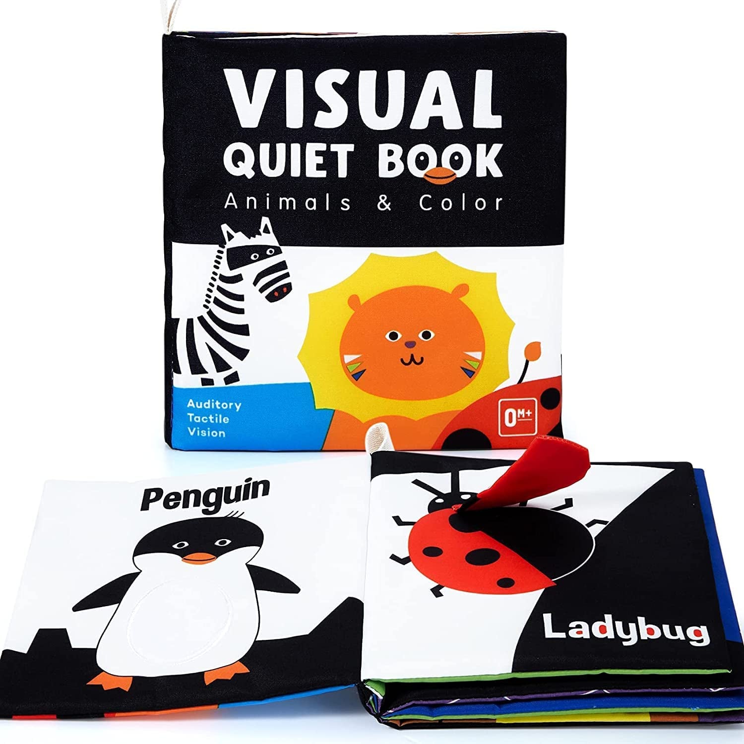 Soft Baby Books - High Contrast Black & White Touch & Feel Crinkle Cloth Books for Infants & Toddlers, Early Educational Stimulation Toys, Baby Girl & Boy Gift, Animal