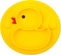 Silicone Divided Toddler Plates, Portable Non Slip Suction Plates for Children Babies and Kids BPA Free Baby Dinner Plate (Duck-Yellow) 1