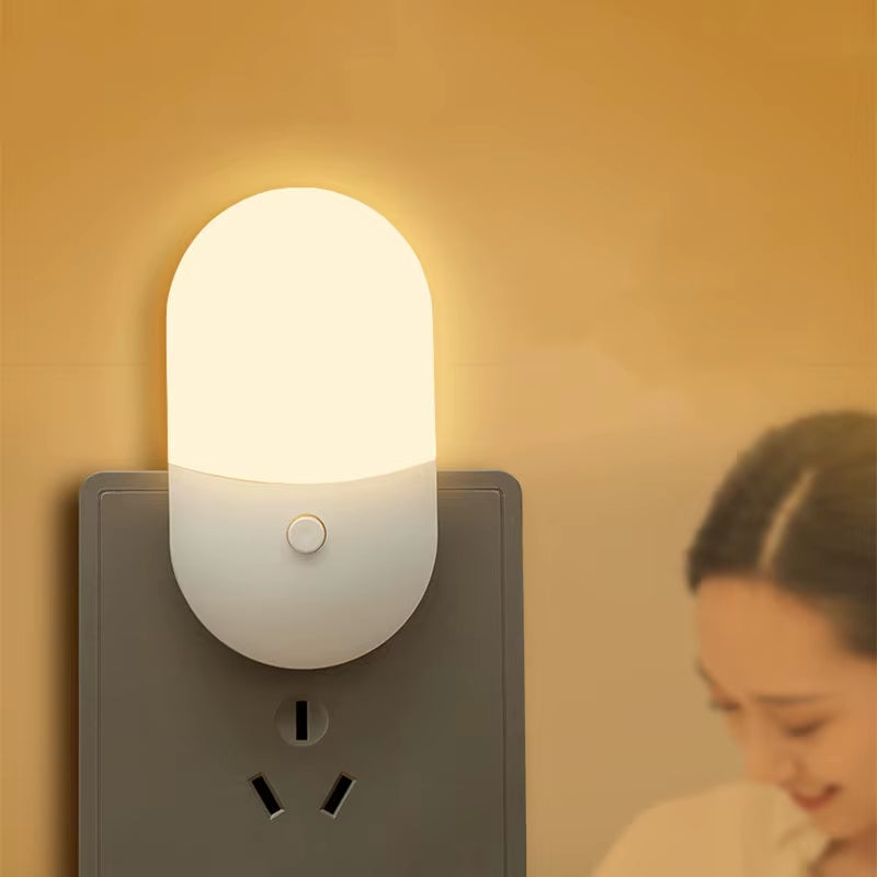 Led Mini Night Light Switch Plug-In Led Light Eye Protection Night Light Lamp Use for Bedside Baby Feeding Living Room