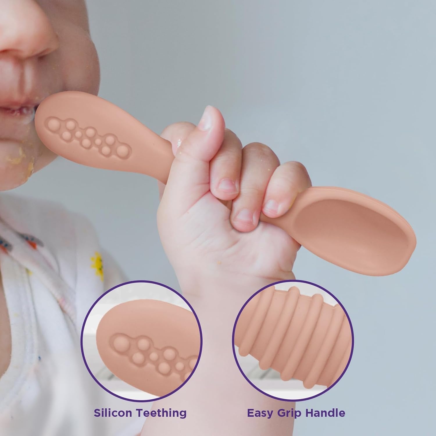 Silicone Baby Spoon Set - Baby Led Weaning First Stage Feeding Utensils, Gum Friendly, BPA & Phthalate Free