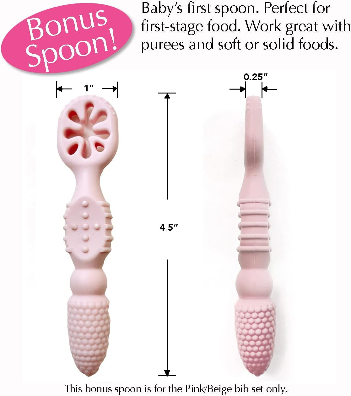 2-Pack Waterproof Silicone Baby Bib Light Weight Comfortable Easy Wipe Clean (Pink/Beige)