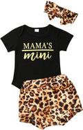 Newborn Baby Girl Cotton Ruffled Short Sleeve Bodysuit Tops + Floral Shorts Baby Girl Clothes Set (A Black Mama'S Mini, 0-3M)