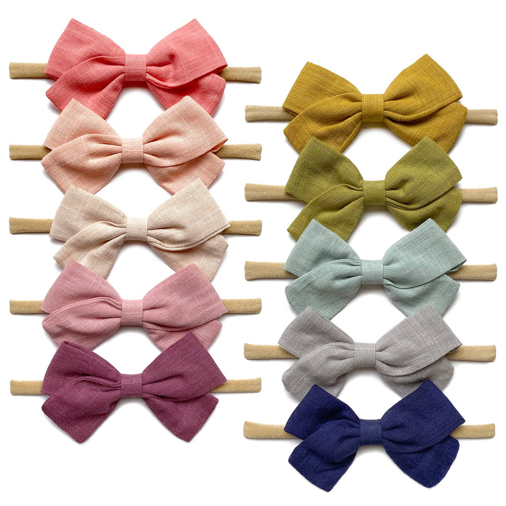 Baby Girl Headbands and Hair Bows, 10Pcs Stretchy Nylon Hairbands for Newborn, Infant, Toddlers