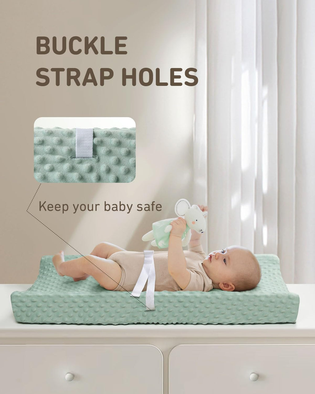 Changing Pad Cover, Ultra Soft Minky Dots Plush Changing Table Covers for Baby Boys and Girls, Breathable, 2 Pack (Roman Green & Lily White)