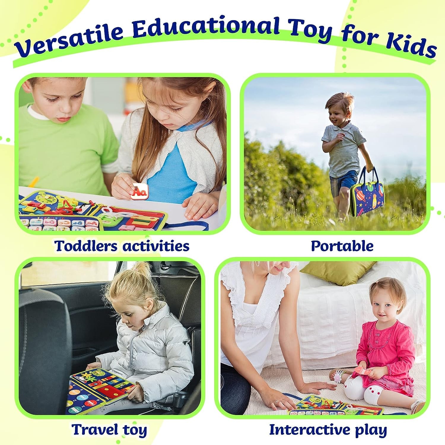 Montessori Busy Board | 3-5 Year Old Toddler Learning Toy | Fine Motor Skills Development | Montessori Sensory Playset | Early Childhood Education Tool | Portable Travel Preschool Activity Kit