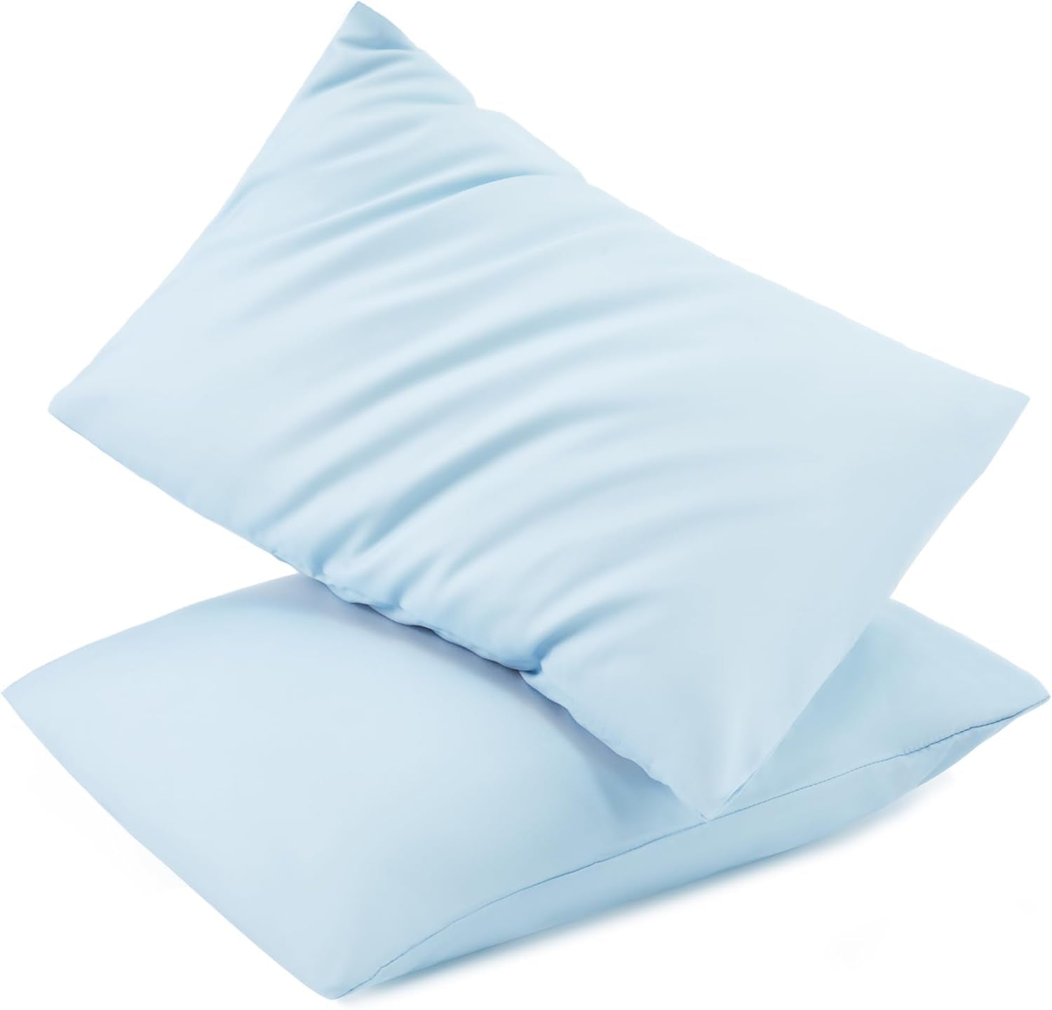 Toddler Pillowcase 2 Pack with Envelope Closure,13" X 18" Silky Soft Microfiber Travel Kids Pillowcase for Boys and Girls,Aqua Blue