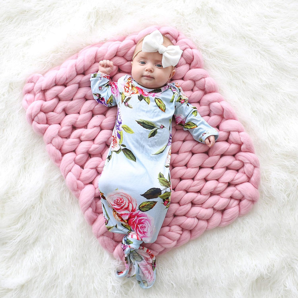 Baby Soft Gown for Girls - Viscose from Bamboo Infant Layette Swaddle Wear - 0-3 Months - Country Rose