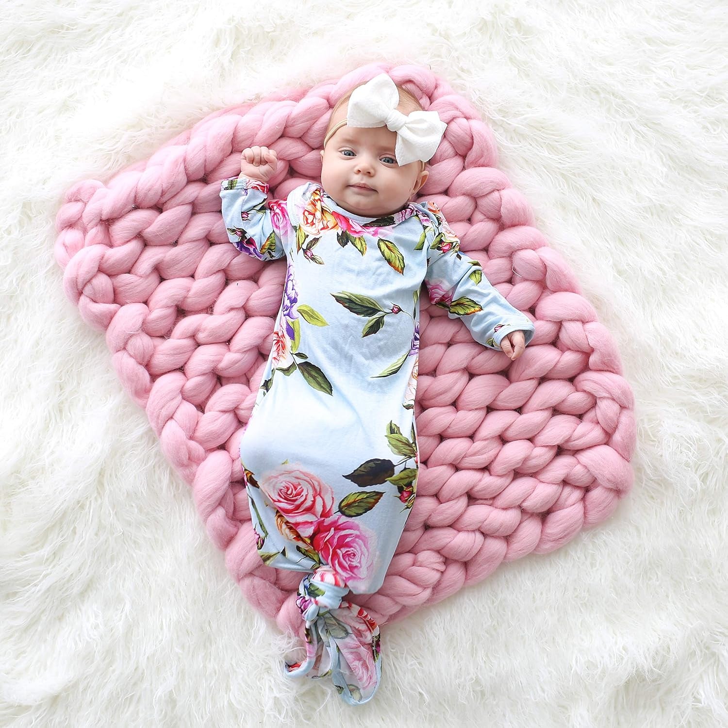 Baby Soft Gown for Girls - Viscose from Bamboo Infant Layette Swaddle Wear - 0-3 Months - Country Rose