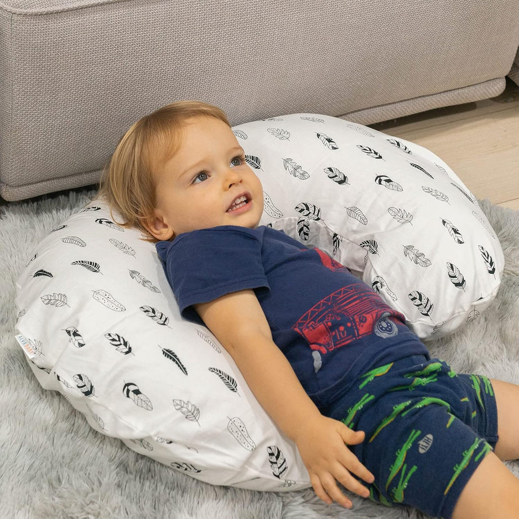 Nursing Pillow Cover Slipcover,Soft and Comfortable,Feathers Design,Maternity Breastfeeding Newborn Infant Feeding Cushion Cover ZT01