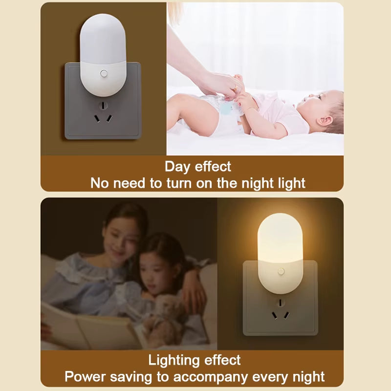 Led Mini Night Light Switch Plug-In Led Light Eye Protection Night Light Lamp Use for Bedside Baby Feeding Living Room