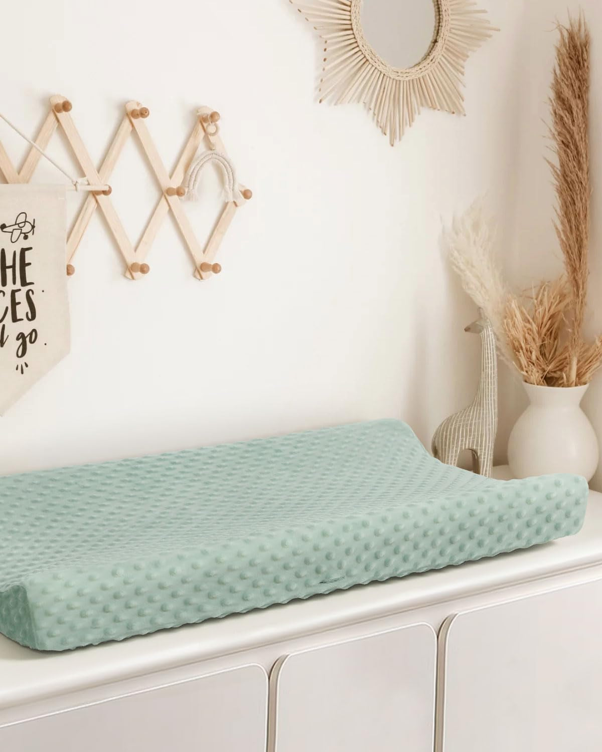 Changing Pad Cover, Ultra Soft Minky Dots Plush Changing Table Covers for Baby Boys and Girls, Breathable, 2 Pack (Roman Green & Lily White)