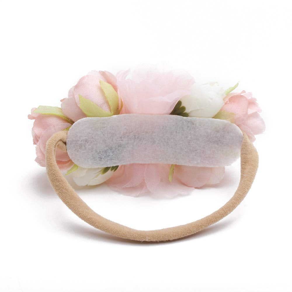 Baby Girl Floral Headbands- 3Pcs Nylon Headband Handmade Flower Crown Elastic Hairband Newborn Toddler Hair Accessories Gifts for Girls （1-6 Years Old）