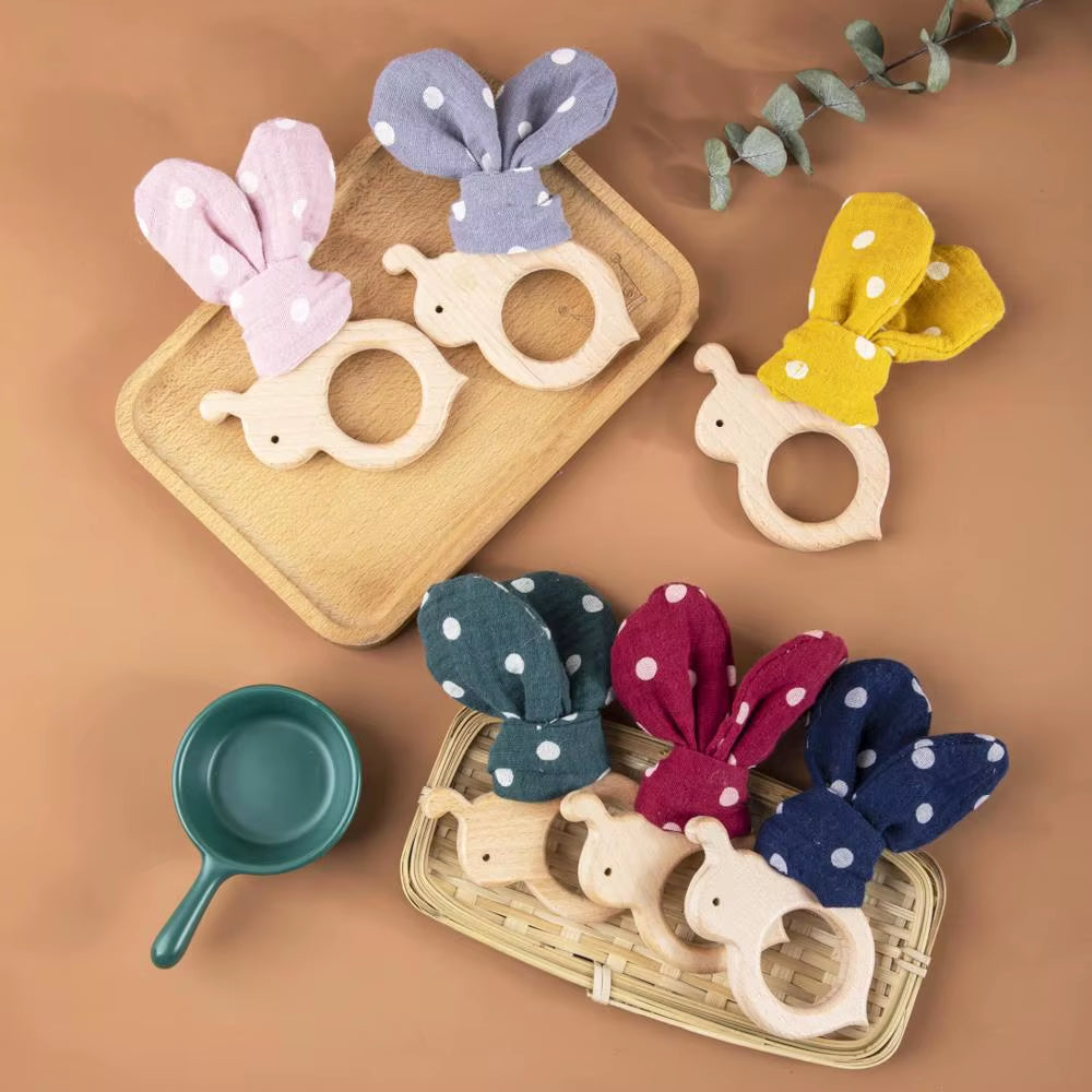 10Pc Baby Wooden Teether Beech Bee Pacifier Teeth Pendant Wooden Baby Gym Toys Montessori Animals Baby Products Newborn Gift Kid