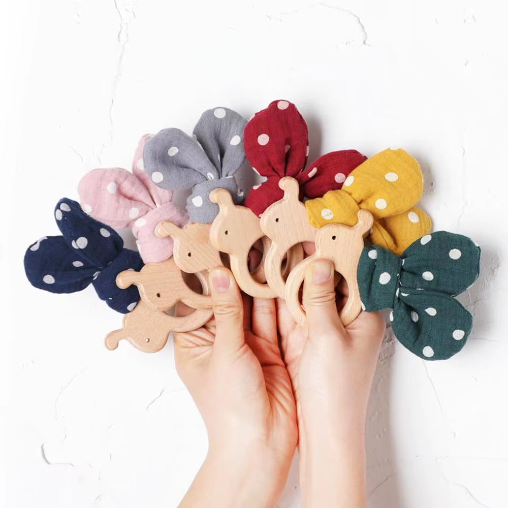 10Pc Baby Wooden Teether Beech Bee Pacifier Teeth Pendant Wooden Baby Gym Toys Montessori Animals Baby Products Newborn Gift Kid