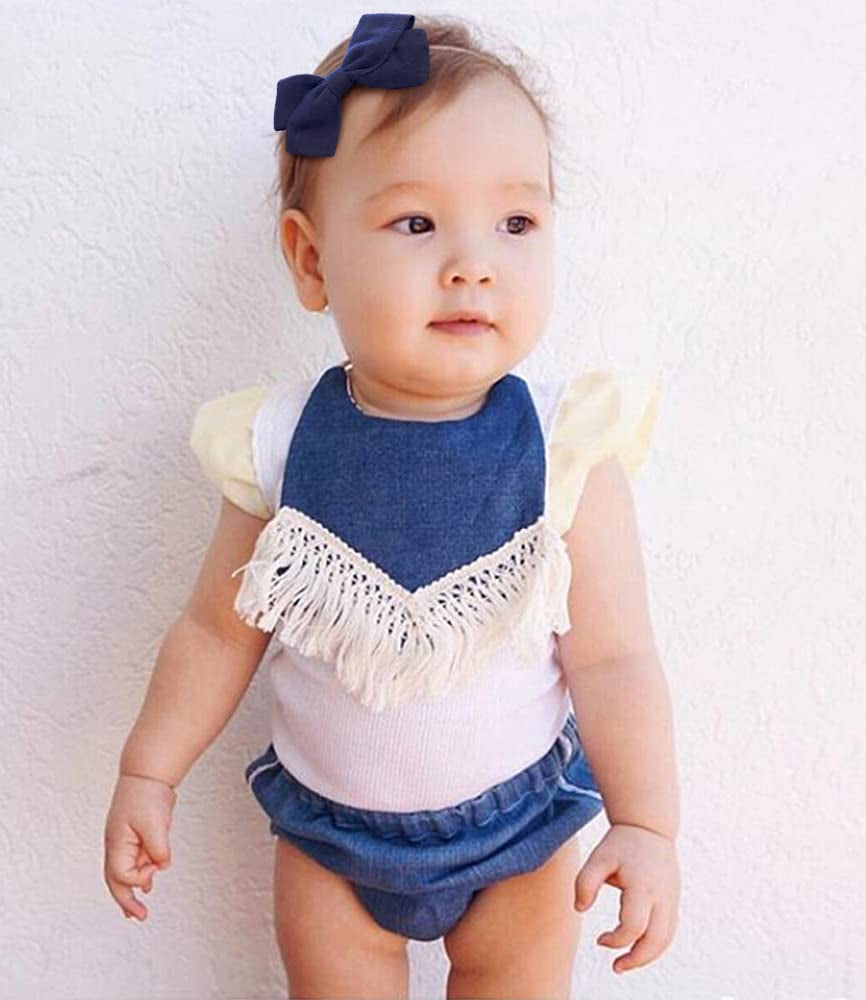 Baby Girl Headbands and Hair Bows, 10Pcs Stretchy Nylon Hairbands for Newborn, Infant, Toddlers