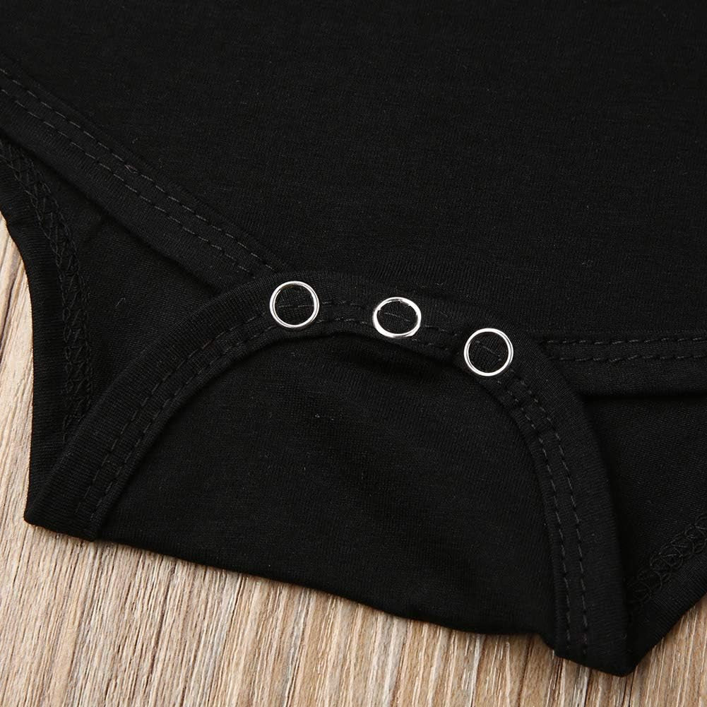 Newborn Baby Girl Cotton Ruffled Short Sleeve Bodysuit Tops + Floral Shorts Baby Girl Clothes Set (A Black Mama'S Mini, 0-3M)