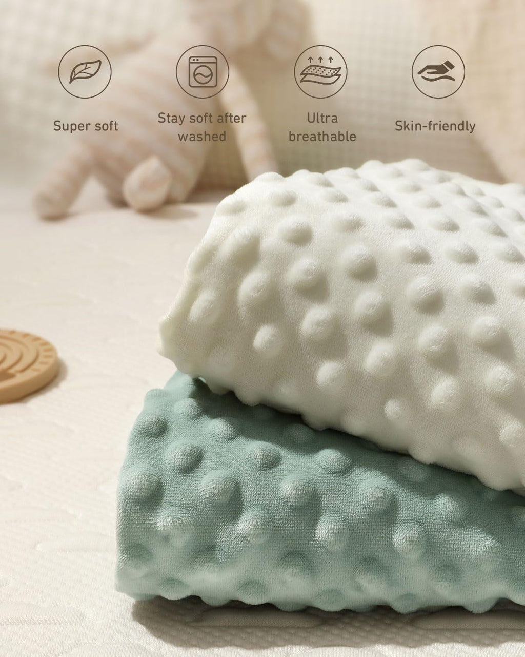 Changing Pad Cover, Ultra Soft Minky Dots Plush Changing Table Covers for Baby Boys and Girls, Breathable, 2 Pack (Roman Green & Lily White)