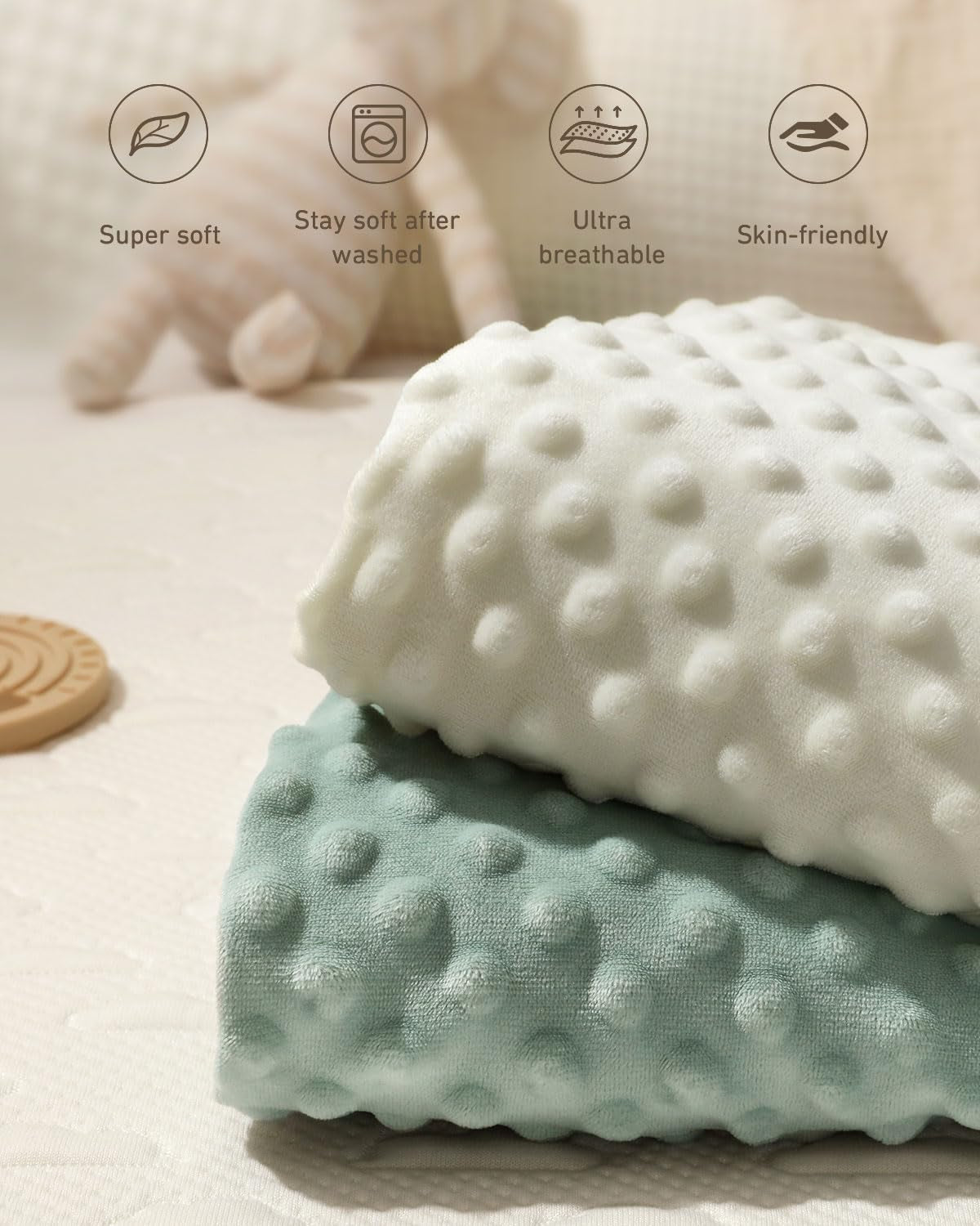 Changing Pad Cover, Ultra Soft Minky Dots Plush Changing Table Covers for Baby Boys and Girls, Breathable, 2 Pack (Roman Green & Lily White)