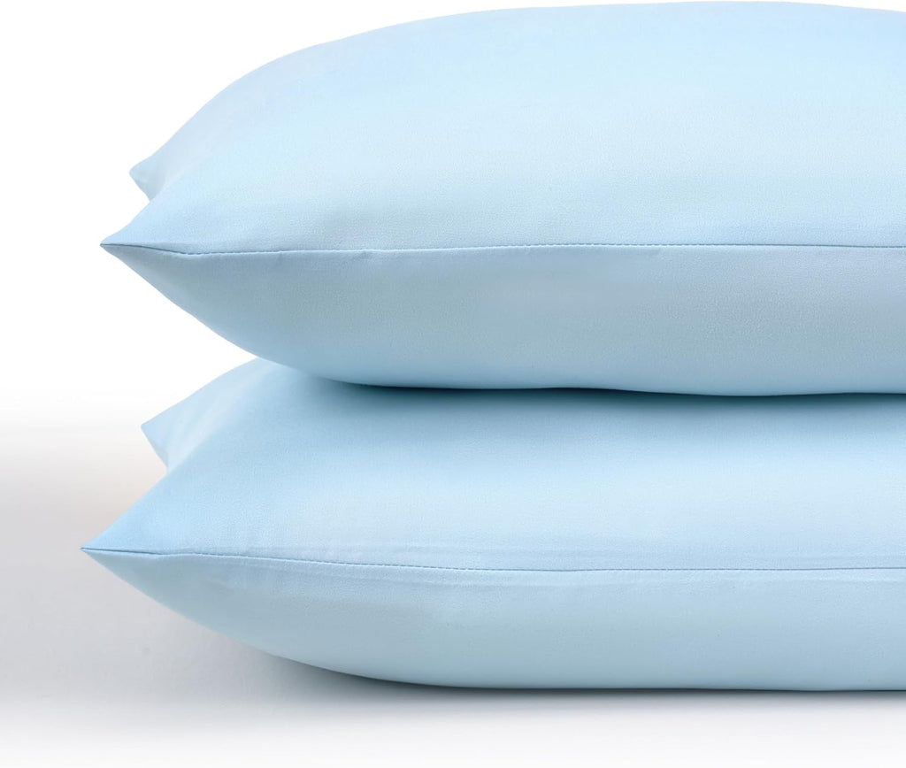 Toddler Pillowcase 2 Pack with Envelope Closure,13" X 18" Silky Soft Microfiber Travel Kids Pillowcase for Boys and Girls,Aqua Blue