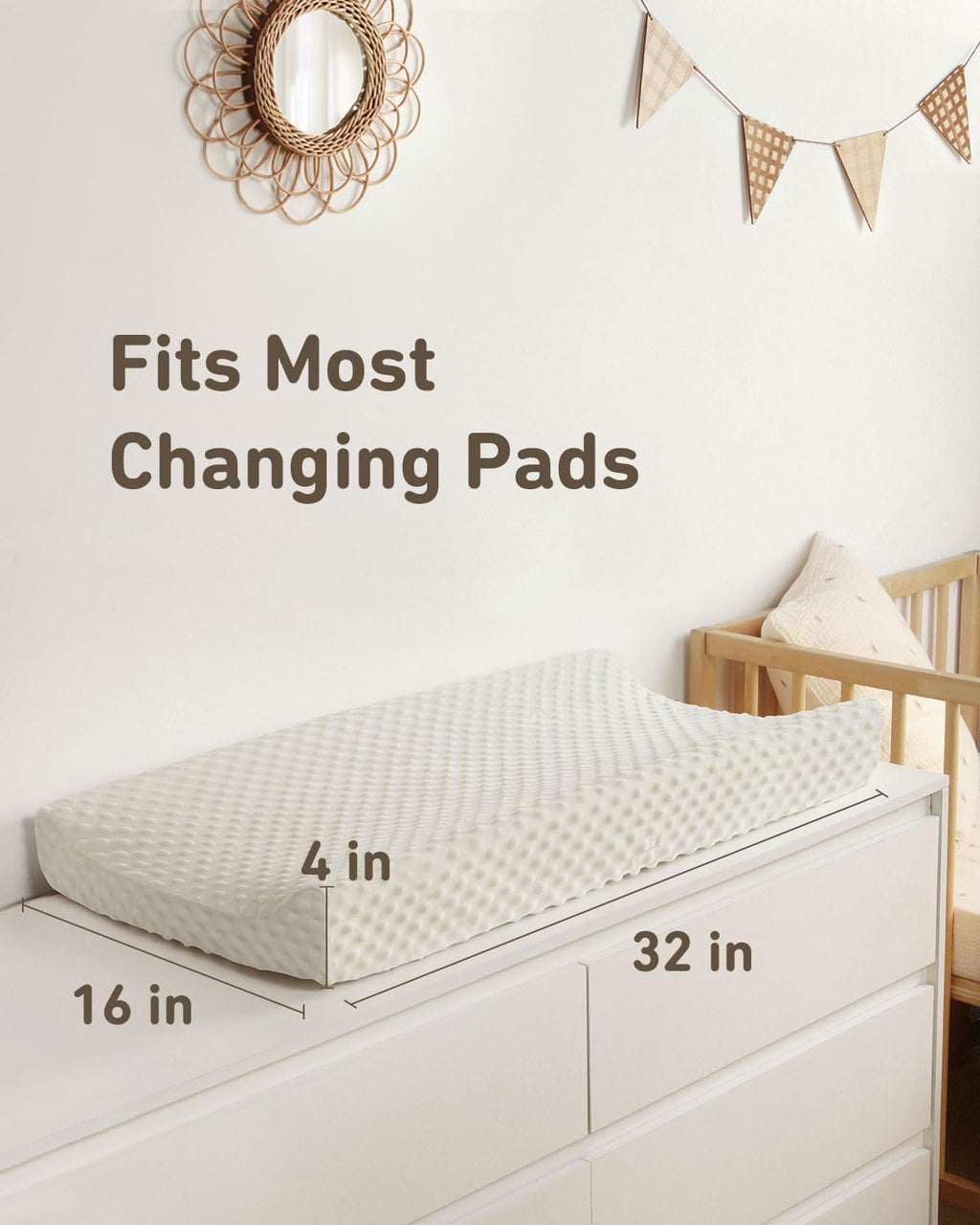 Changing Pad Cover, Ultra Soft Minky Dots Plush Changing Table Covers for Baby Boys and Girls, Breathable, 2 Pack (Roman Green & Lily White)