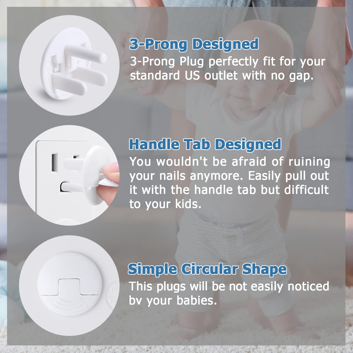 Outlet Covers Baby Proofing White - 38 Pack Plug Covers for Electrical Outlets, Child Proof Socket Covers, Baby Safety Products for Home, Office, Easy Insatllation